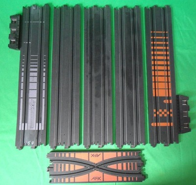 Vintage Tomy Aurora AFX Long 15'' Straights 9'' Crossover & Powerbases 6 Stück