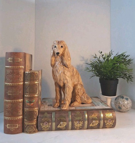 VTG! '70's MCM Ceramic Afghan Hound/Dog Sitting Figure; Statue 10.5”H; Pristine