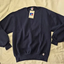 DEAD STOCK NWT 90's RUSSELL SWEATSHIRT LONG SLEEVE MADE IN USA NAVY BLUE SMALL