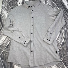 Kenneth Cole New York Slim Fit Button Down Shirt Mens M Gray Long Sleeve
