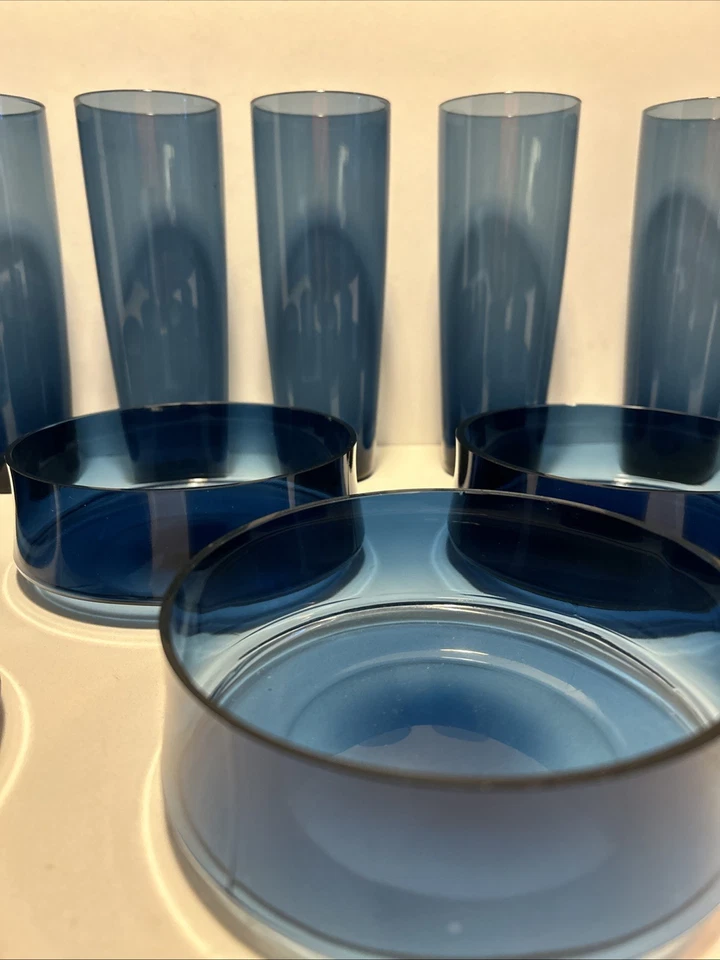 Gorgeous Vintage Iittala I-114 Cobalt Blue Glass Set - Timo Sarpaneva - MCM - Image 3 of 4