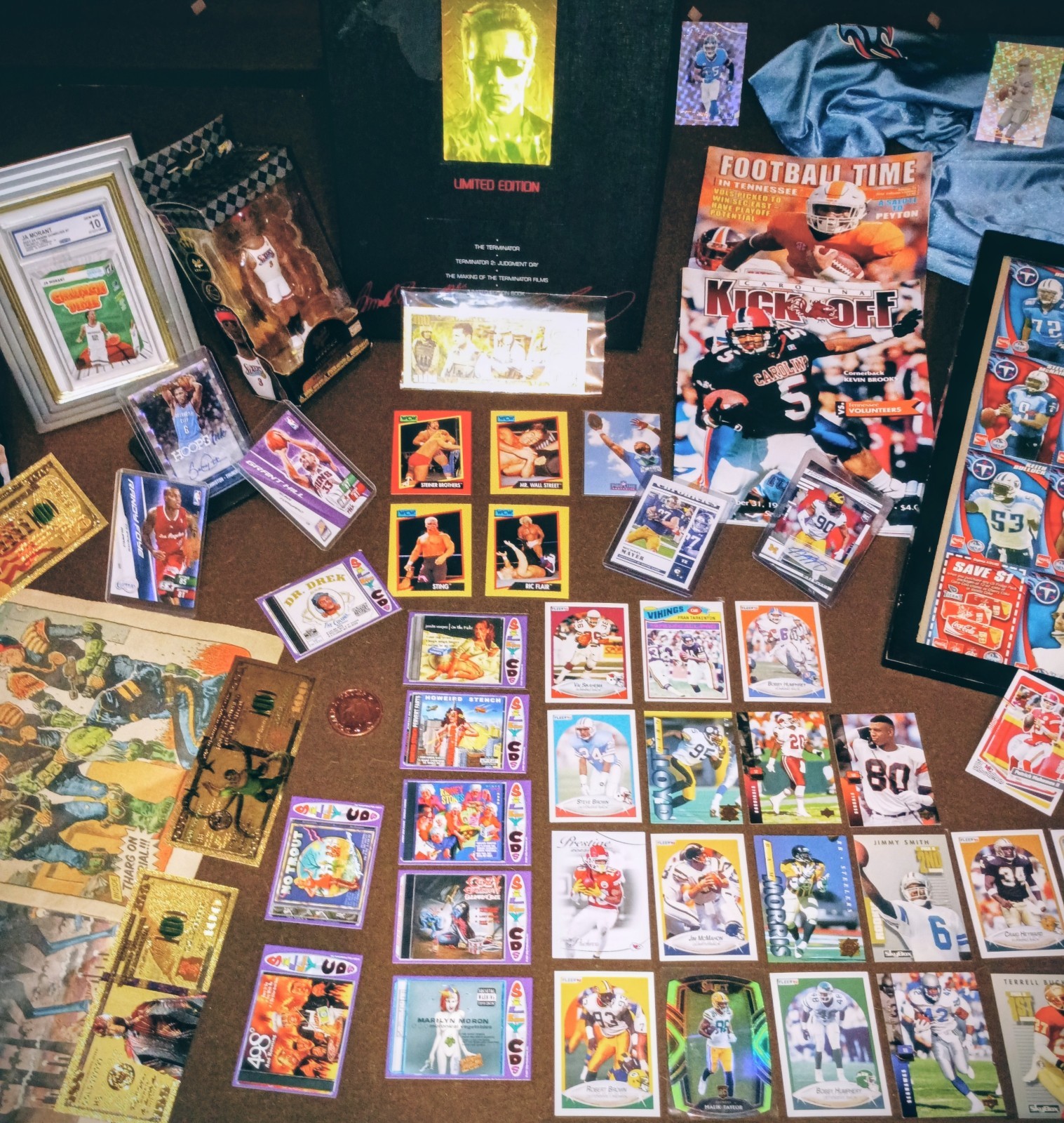 Huge Sports Memorabilia Lot Collectible Cards Wrestling Nba Nfl