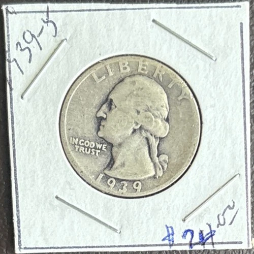 1939-S Washington Quarter  90% Silver  Semi-Key  Date Looks F