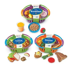 Pretend Play Food Sets Breakfast Lunch Dinner Baskets For Kids Learning Toy