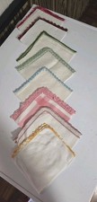 Vintage Ladies Handkerchiefs Lot Of 8 Mint Crocheted Edges