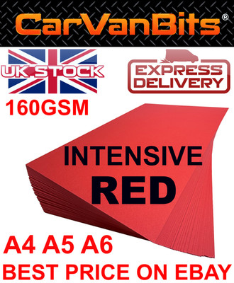 A4 A5 A6 PREMIUM INTENSIV ECHT ROT FARBE PAPIER KARTE SCHNELLTROCKNEND 160 G/M²