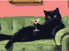 Black Cat Paint by Numbers Kit for Adults Beginner,Funny Adult Paint by Number K