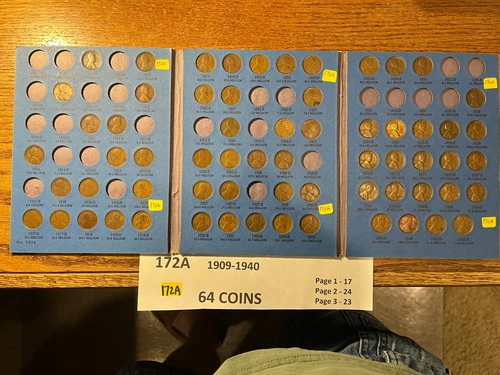 64 Coin 1909  - 1940 Lincoln Wheat Cent Album 09 12 13D 15 15D 16D 26D 31 #172A