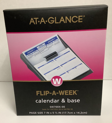 2025 AT-A-GLANCE Flip-A-Week 5.5'' x 7'' Weekly Desk Calendar White/Purple SW700X
