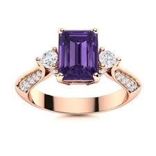 Womens day Deal Amethyst Stone 925 Silver Promise Mother Solitaire Ring