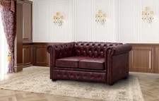 CHESTERFIELD OX RED FAUX LEATHER SOFA SET SUITES SETTEE  3 2 1 SEATER 
