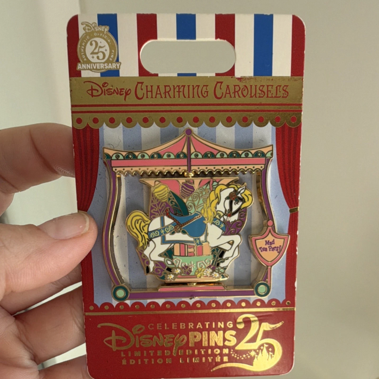 Disneyland Charming Carousel Mad Tea Party Pin LE 2000 SPINNER