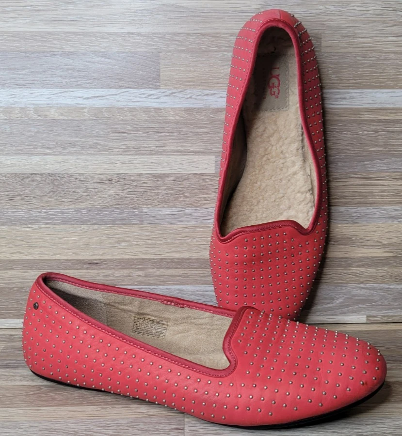 Mocassino UGG Australia donna 9 Alloway scarpe basse rosa borchie slip on pelle