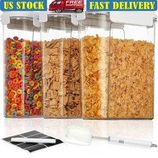 Cereal Dispenser Airtight Plastic Storage Container Easy Grip Flip Top Lid 3pcs