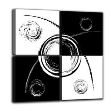 Set di 4 Quadri Astratti Geometrici |Q761| Stampe su Tela in Bianco e Nero