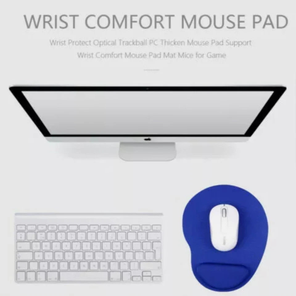 Black Anti-Slip Mouse Pad Mat with Foam Wrist Rest Support for PC Laptop Gaming - Image 3 of 4