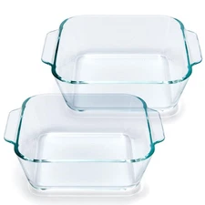 Small Casserole Dishes 2 Pack, 5 Inch Glass Square Baking Dish Individual Portio