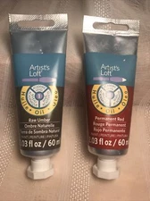 Artist's Loft Oil Paint 2 Tubes, 2.03 fl. oz. / 60 ml NEW Raw Umber & Perm. Red