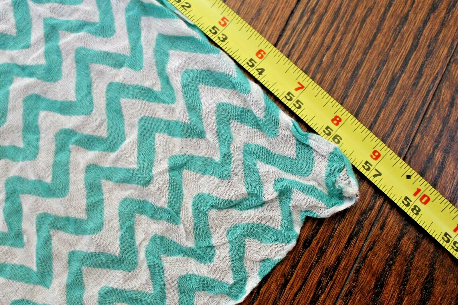 Lightweight Rectangle Accent Neck Scarf Teal Whit… - image 3