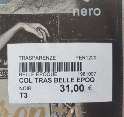Collant Jarretelles TRASPARENZE "Belle Époque" Noir Taille 2 - 20D - Neuf Avec étiquettes