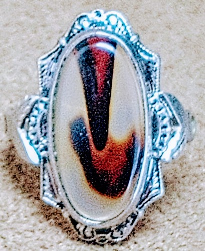 FINE ANTIQUE CLARK & COOMBS * STERLING SILVER & DENDRITIC MOSS AGATE RING sz 4.5 - Picture 13 of 22
