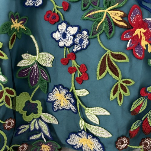Hala Baloo Couture Dress 3/4 Bell Sleeve Tulle Embroidery Floral Lined Size 10 - Picture 8 of 12