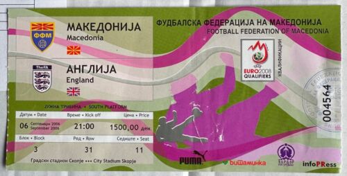MACEDONIA v England 2006 official programme Ticket Team sheet Fanzine in folder - Picture 3 of 5