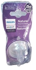 Philips Avent Natural Response Size Flow 2 Newborn 0M Bottle Nipples 4 Pack New