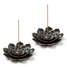 2PCS Lotus Incense Holder Brass Incense Burner Stick Cone Incense catcher Holder