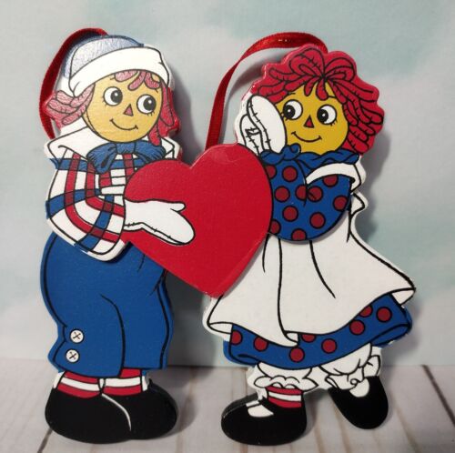Vintage Kurt Adler Raggedy ANN ANDY holding heart Christmas tree Ornament 1994 - Picture 1 of 4