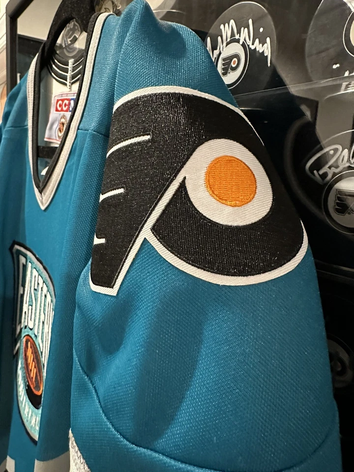 1996 Replica NHL All-Star Game CCM Eric Lindros Hockey Jersey Flyers 52 White - Image 3 of 4