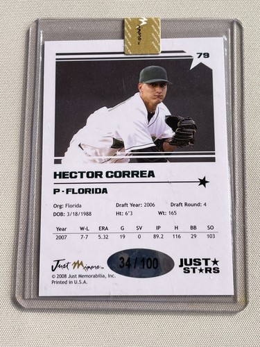 2008 Just Minors Stars Black Hector Correa Glossy Edition Autograph 34/100 - Picture 2 of 2