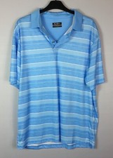 Ben Hogan Polo Shirt Mens Large Blue Striped Golf Short Sleeve Logo Collared