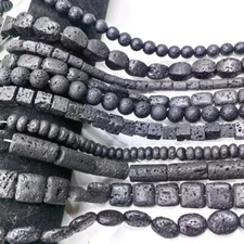 Various Size Black Lava Cube Abacus Rondelle Bucket Shape Beads for Jewelry DIY