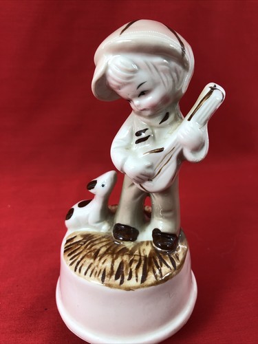 Music Box Dog with Boy Porcelain Spins Playing “You Light Up My Life”Vintage - Picture 2 of 9