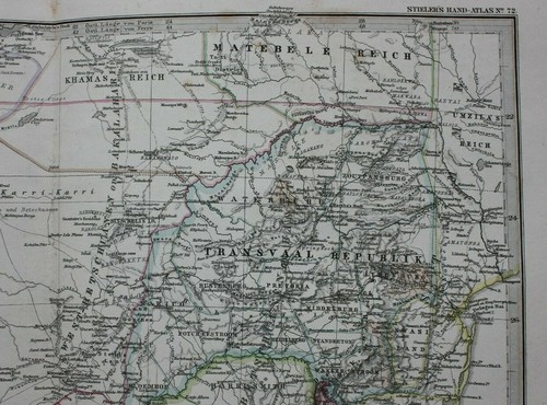 Original antique map SOUTH AFRICA, TRANSVAAL, NATAL, 'DAS CAPLAND', Stieler 1886 - Picture 5 of 8