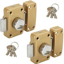Verrou de sureté a bouton + 3 clés pour porte entrée - sécurité gâche réversible