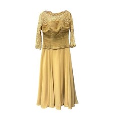 Lanting Bride Womens Vibrant Yellow Gown With Lace And Embroidering