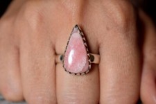 Natural Rhodochrosite Gemstone Ring 925 Sterling Silver Love Ring Wedding Gift