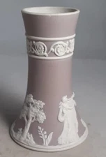 Antique William Adams & Sons Tunstall England Jasperware PINK Bud Vase Embossed