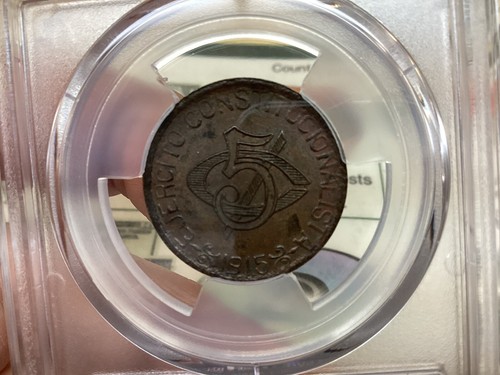 Mexico 1915 5 Centavos Chihuahua Pcgs Ms63 BN Km-613 - Picture 4 of 4
