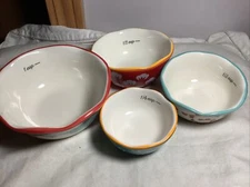 Pioneer Woman Nesting Measuring Bowls Set of 4 Cooking Measuring Cups Ceramic