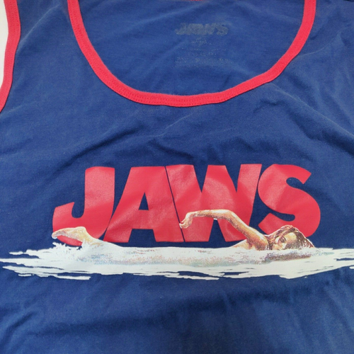 Jaws Men's Shark Graphic Tank Top Shirt Size Large 42-44 Navy Blue - Picture 3 of 7