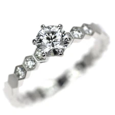 Chaumet K18WG Diamond Ring 0.33ct D VVS1 3EX Be My Love Honeycomb - Auth free sh