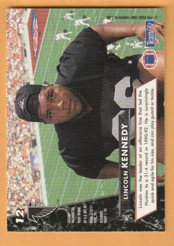 Lincoln Kennedy Atlanta Falcons AUTO Signed 1993 Ultra RC Washington Huskies - Picture 2 of 2