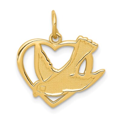Echt 14kt Gelbgold Peace Vogel Charm