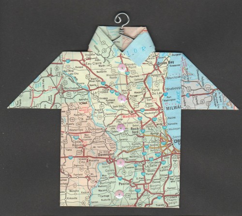 Origami Map Shirt Madison, Rockford, Peoria, Davenport, Green Bay, Dubuque