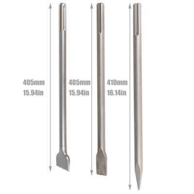 3 Pack SDS Max Chisel Rotary Hammer Drill Chisel Bits Set For Drilling
