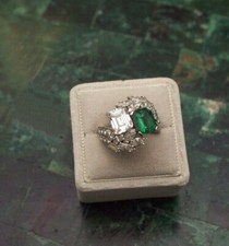 5.34Ct White Green Square Shape CZ Engagement Ring In 925 Sterling Silver