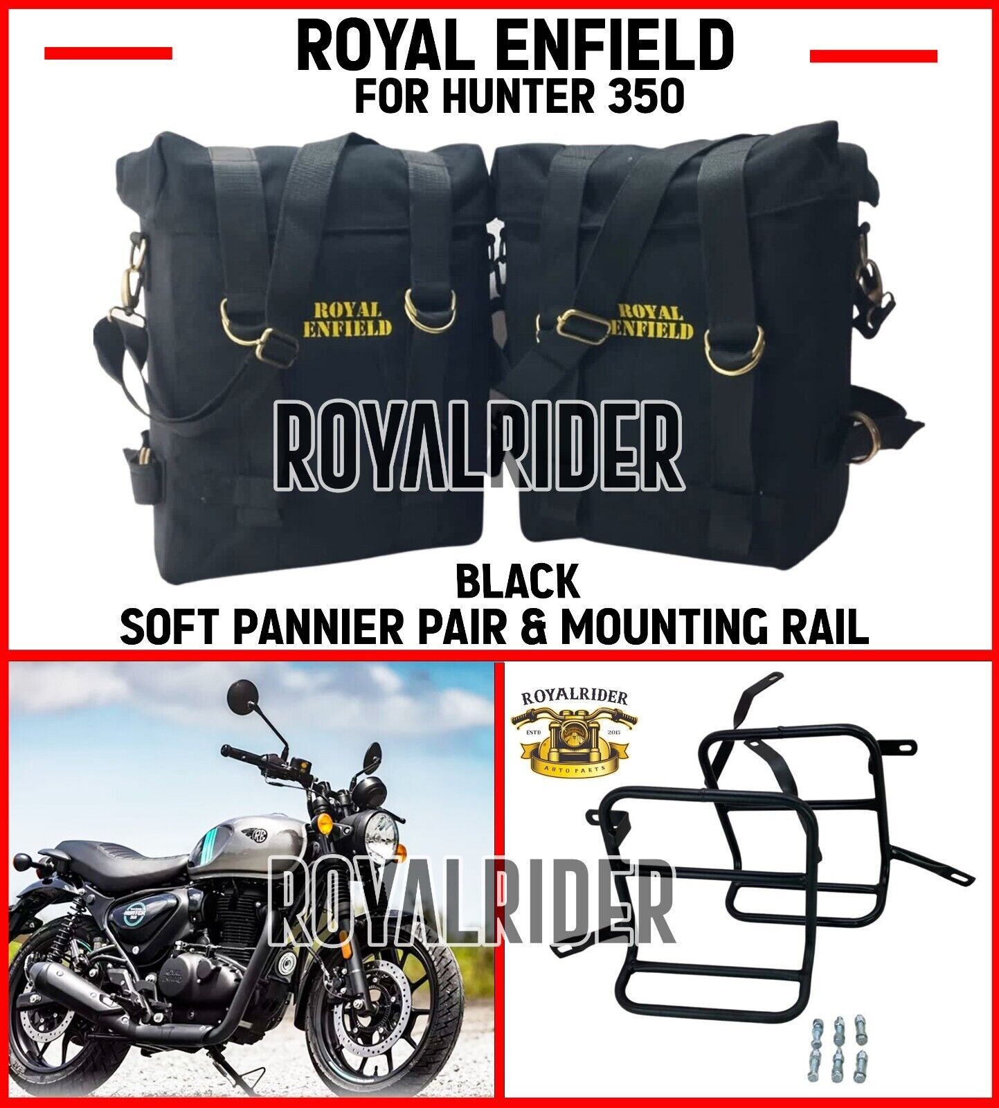 Royal Enfield BOLSA SUAVE, NEGRA Y RIEL DE MONTAJE Para Hunter 350 eBay